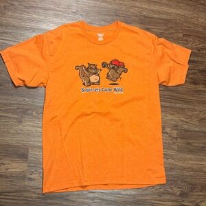 TNT Squirrels Gone Wild Sticks N Stones Graphic T-Shirt Men's XL Orange Funny
